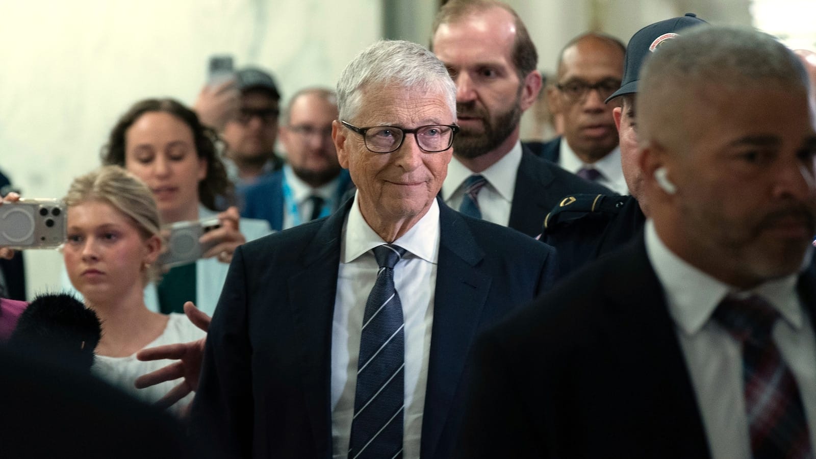 Bill Gates leaving his closed-door interview with the House Oversight Committee on Capitol Hill, June 10, 2026