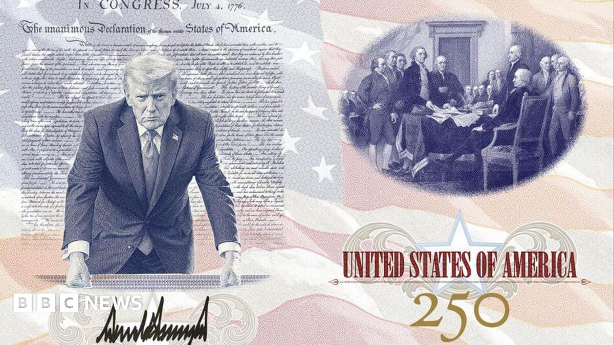 Commemorative US passport page featuring President Donald Trump at the Resolute Desk